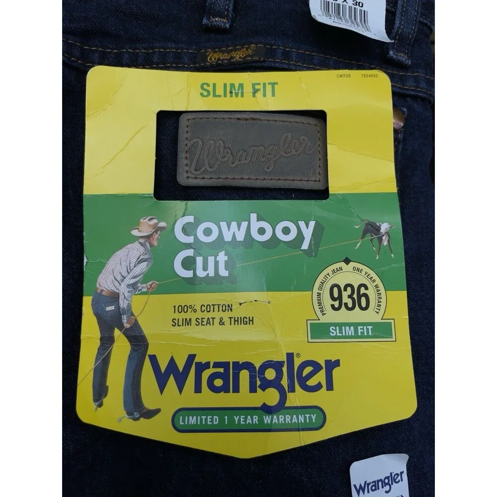 Wrangler Cowboy Cut 936 Slim Fit Men’s Size 30x30 Dark Blue Jeans